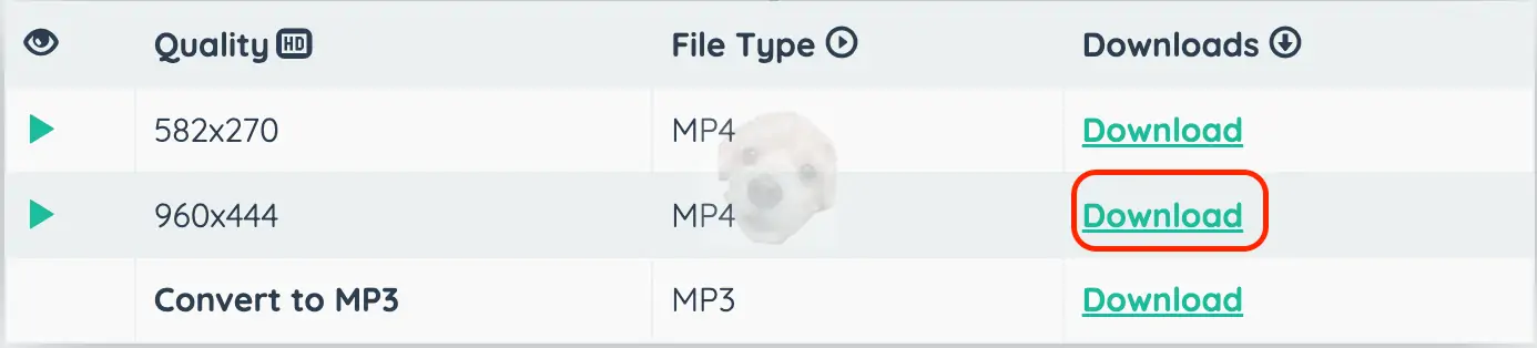 원하는 화질을 선택하고 다운로드 버튼을 클릭