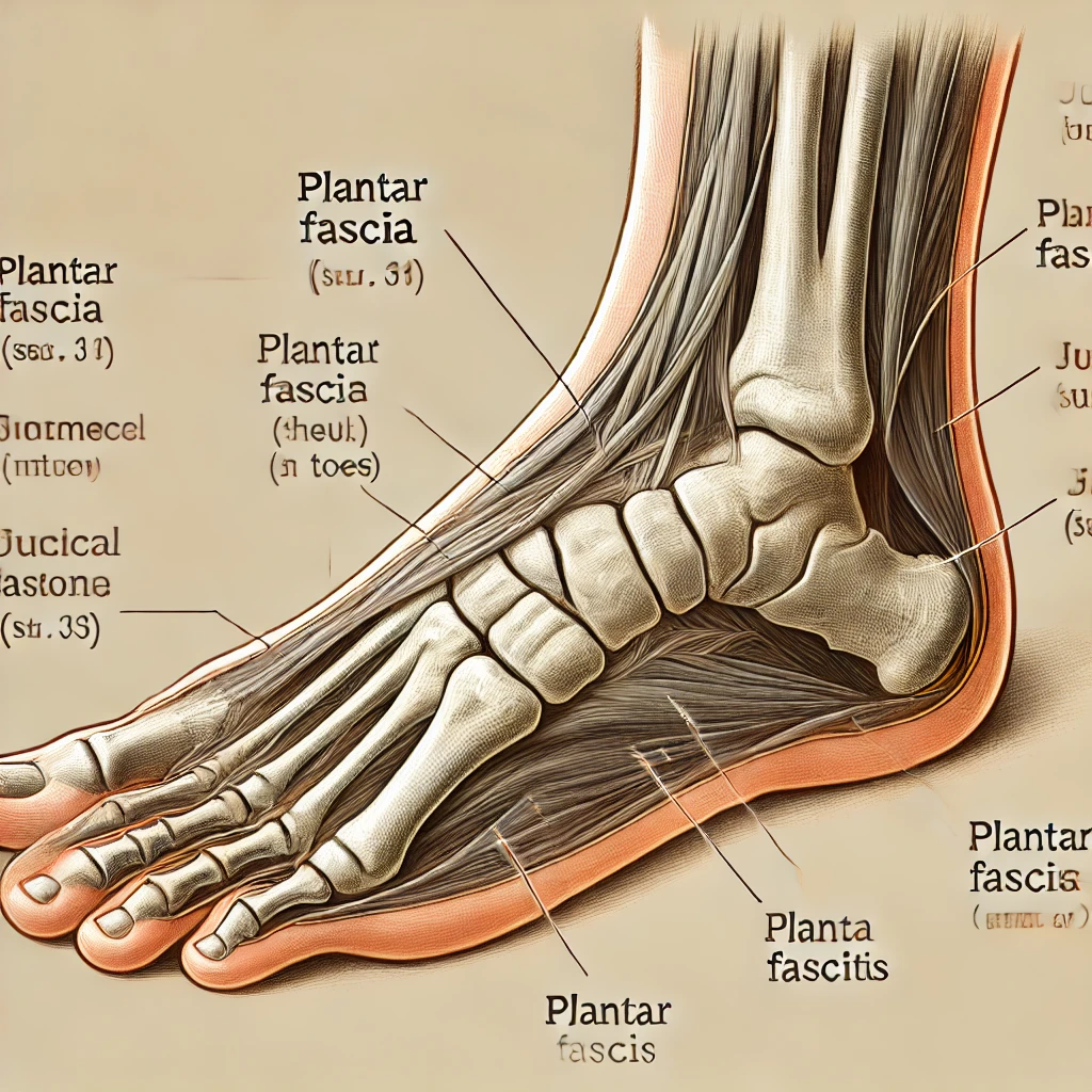 발의 뼈와 근육의 형태를 나타내는 그림