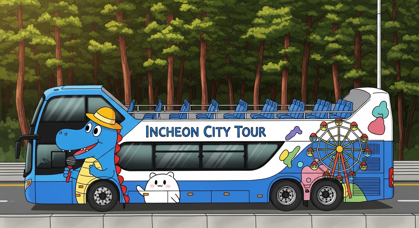 인천시티투어 버스의 모습