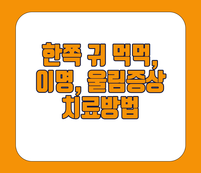 한쪽 귀 먹먹, 이명, 울림 증상 치료방법 정리