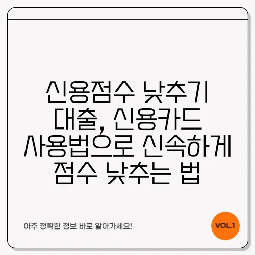 신용점수 낮추기 대출, 신용카드 사용법으로 신속하게 점수 낮추는 법