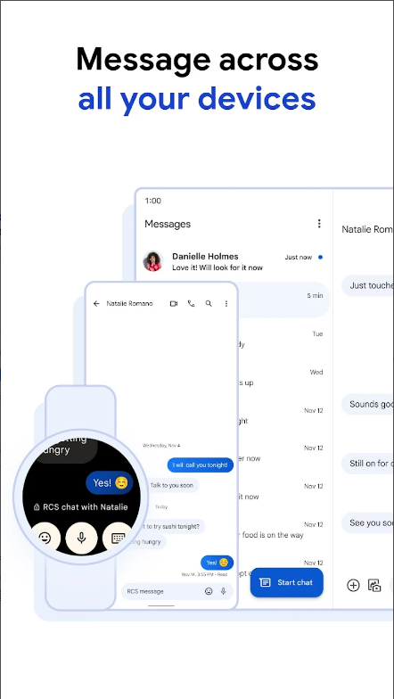 Google 메시지 앱, 스마트 메신저, 사진 동영상을 공유하기, 그룹 채팅 만들기