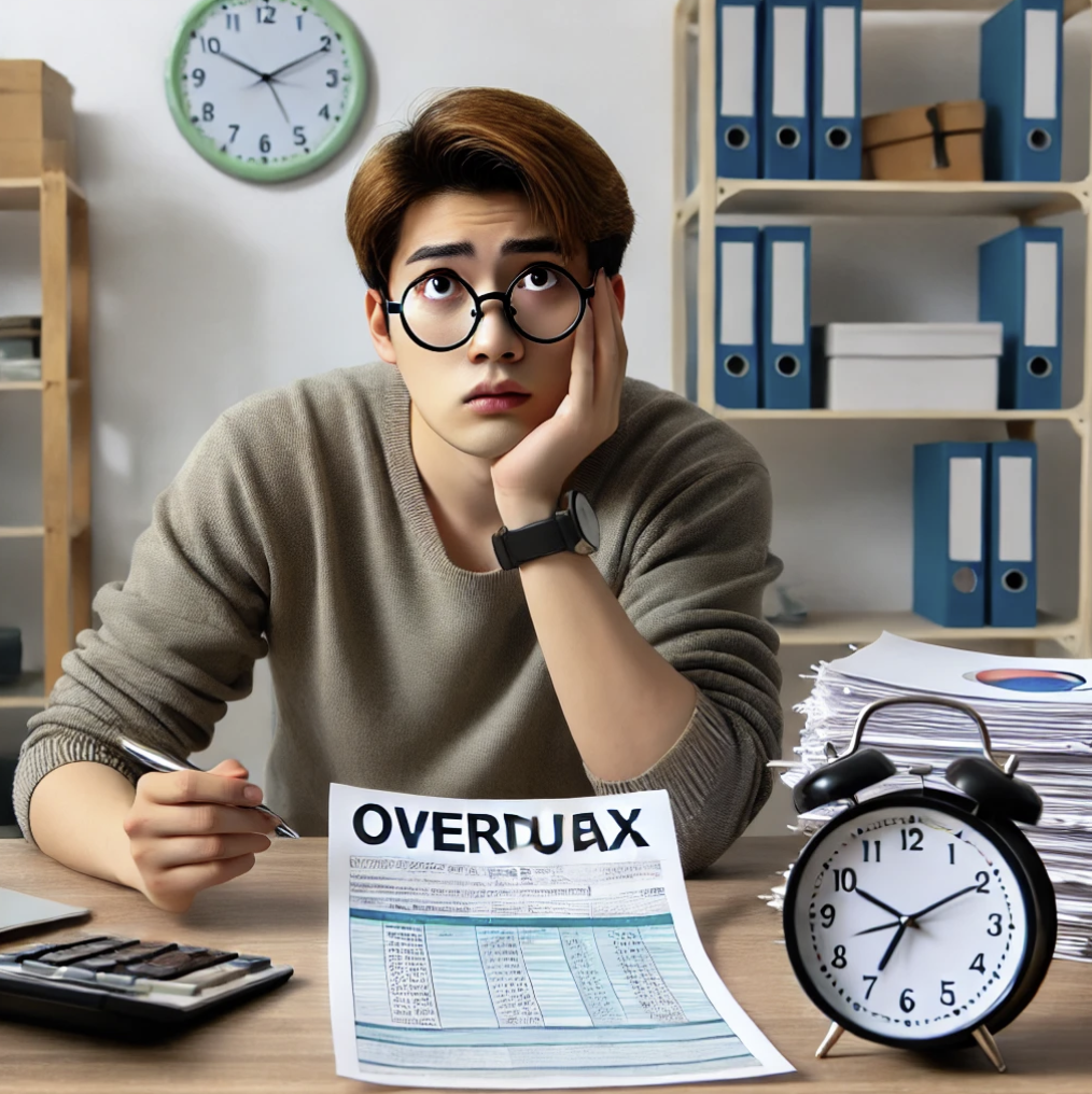 납부 지연으로 고민하고 근심하는 장면