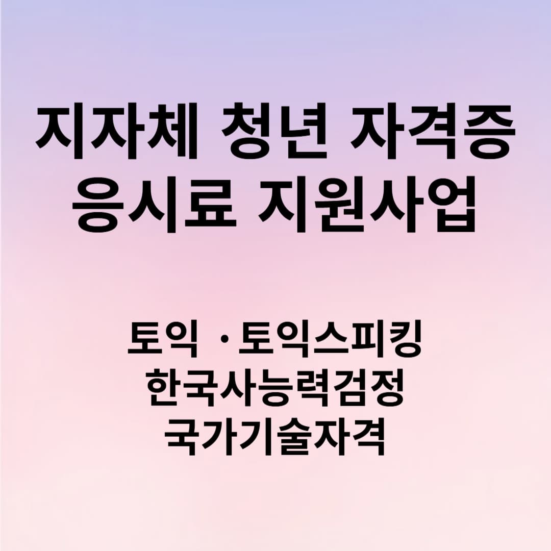 지자체 청년 자격증 응시료 지원