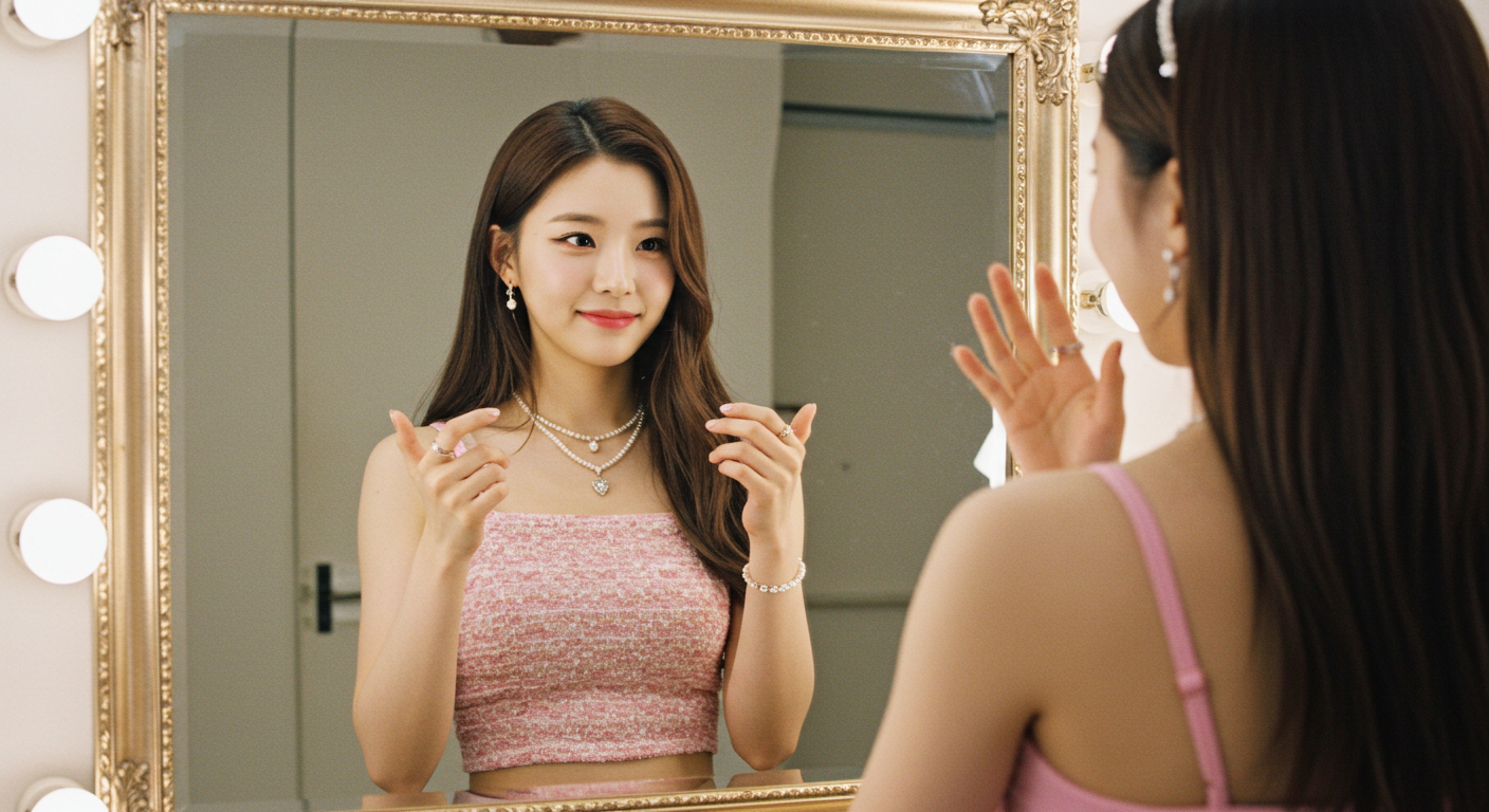 거울을 보는 여성