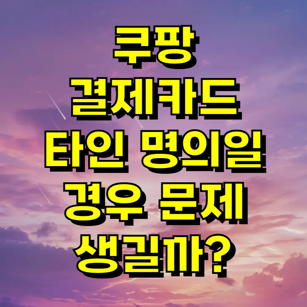 쿠팡 결제카드 타인 명의일 경우 문제 생길까