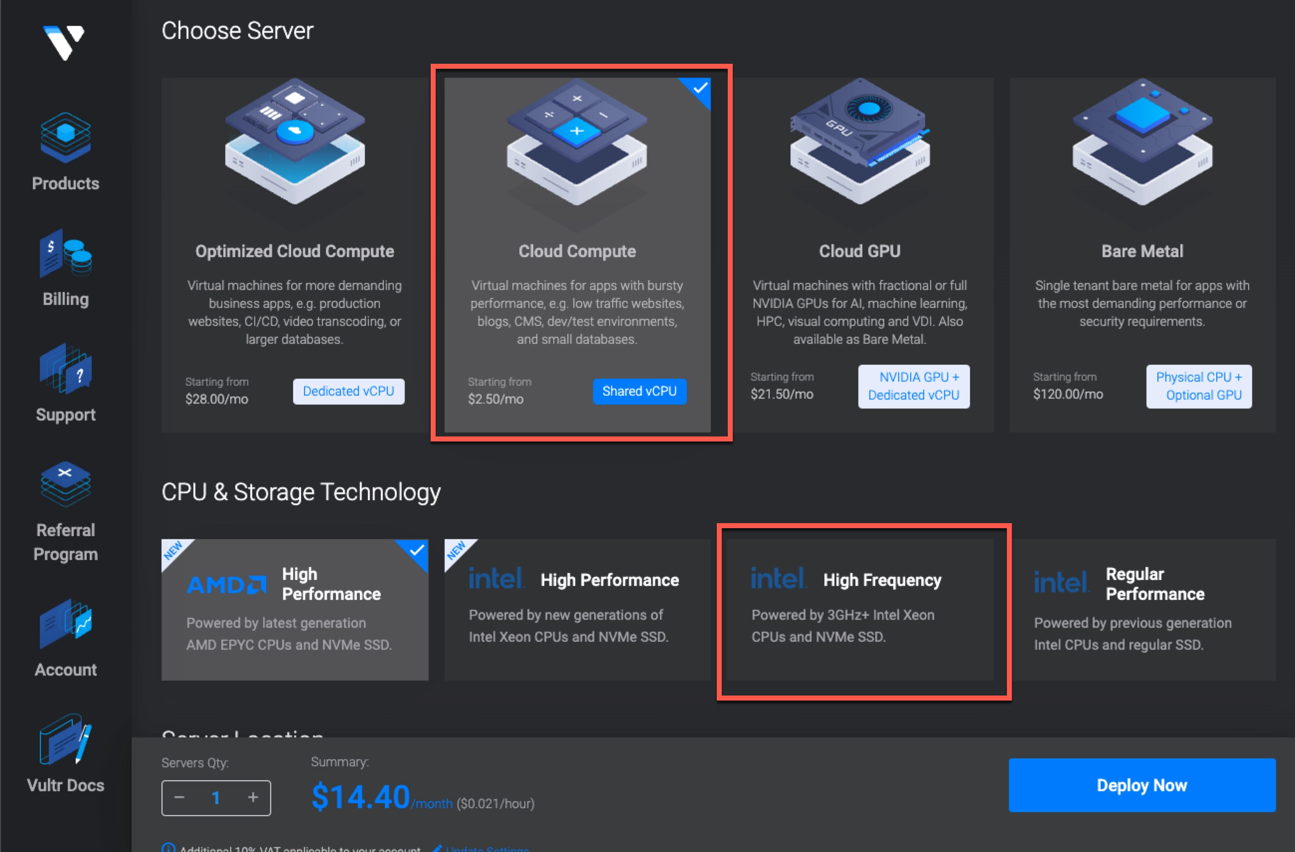 cloud compute 선택