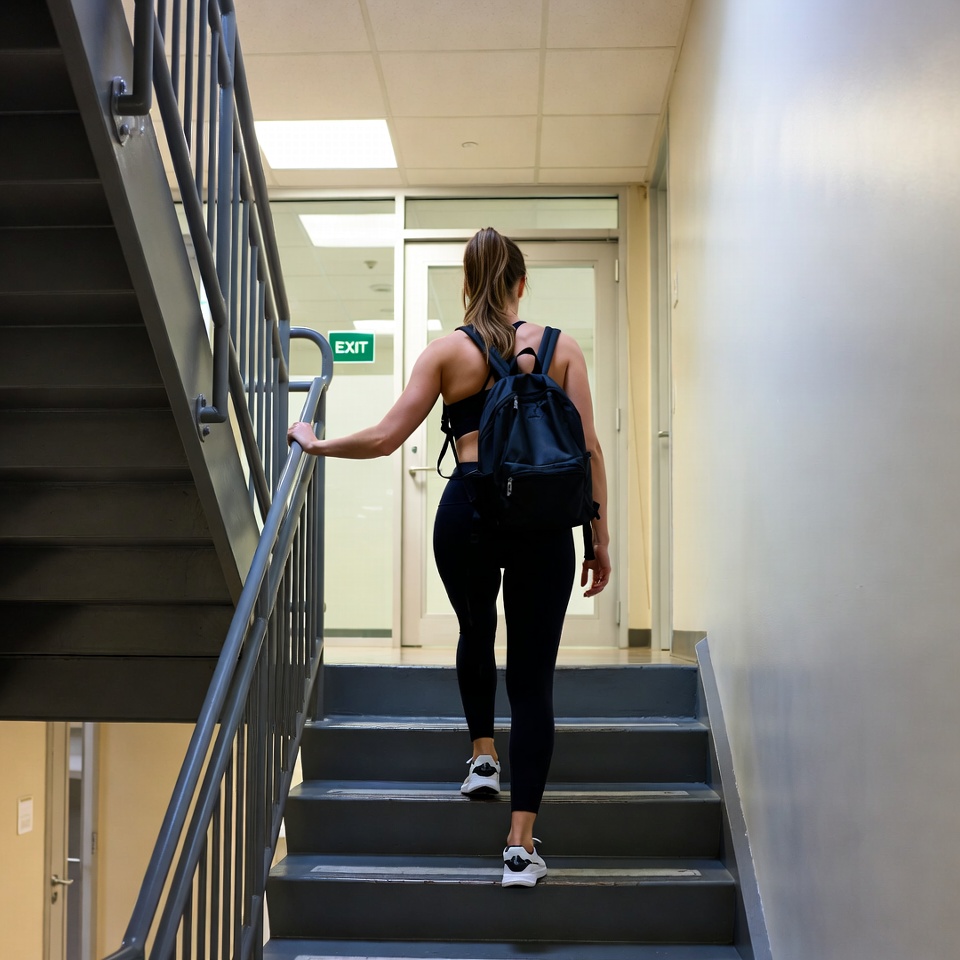 계단 오르는 여성