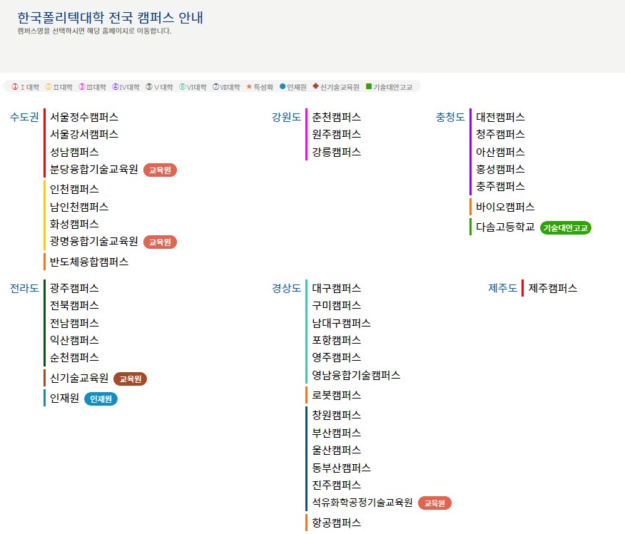 한국폴리텍대학-전국-캠퍼스-종류-이미지