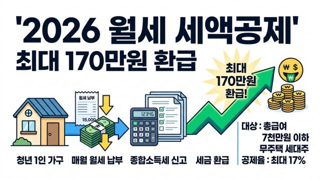 2026 청년 월세 세액공제 조건과 월세 1000만원 한도 및 17% 공제율 안내
