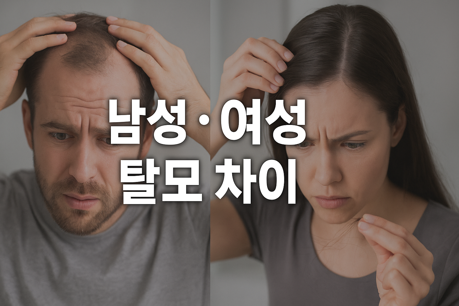 남성 여성 탈모 차이 비교 이미지