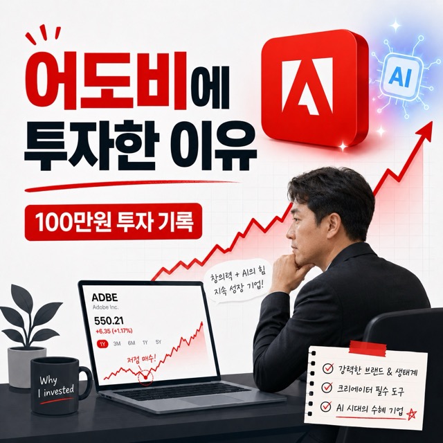 어도비 주가 전망과 Adobe에 100만원을 투자한 이유를 설명하는 40대 개인 투자자의 투자 기록 썸네일