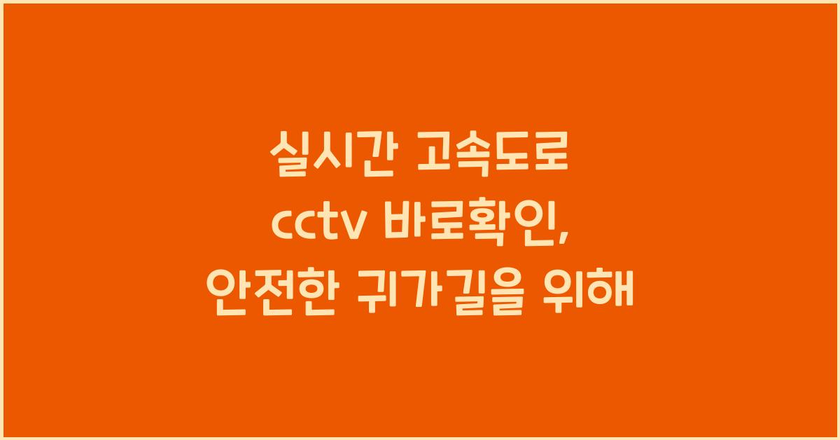 실시간 고속도로 cctv 바로확인