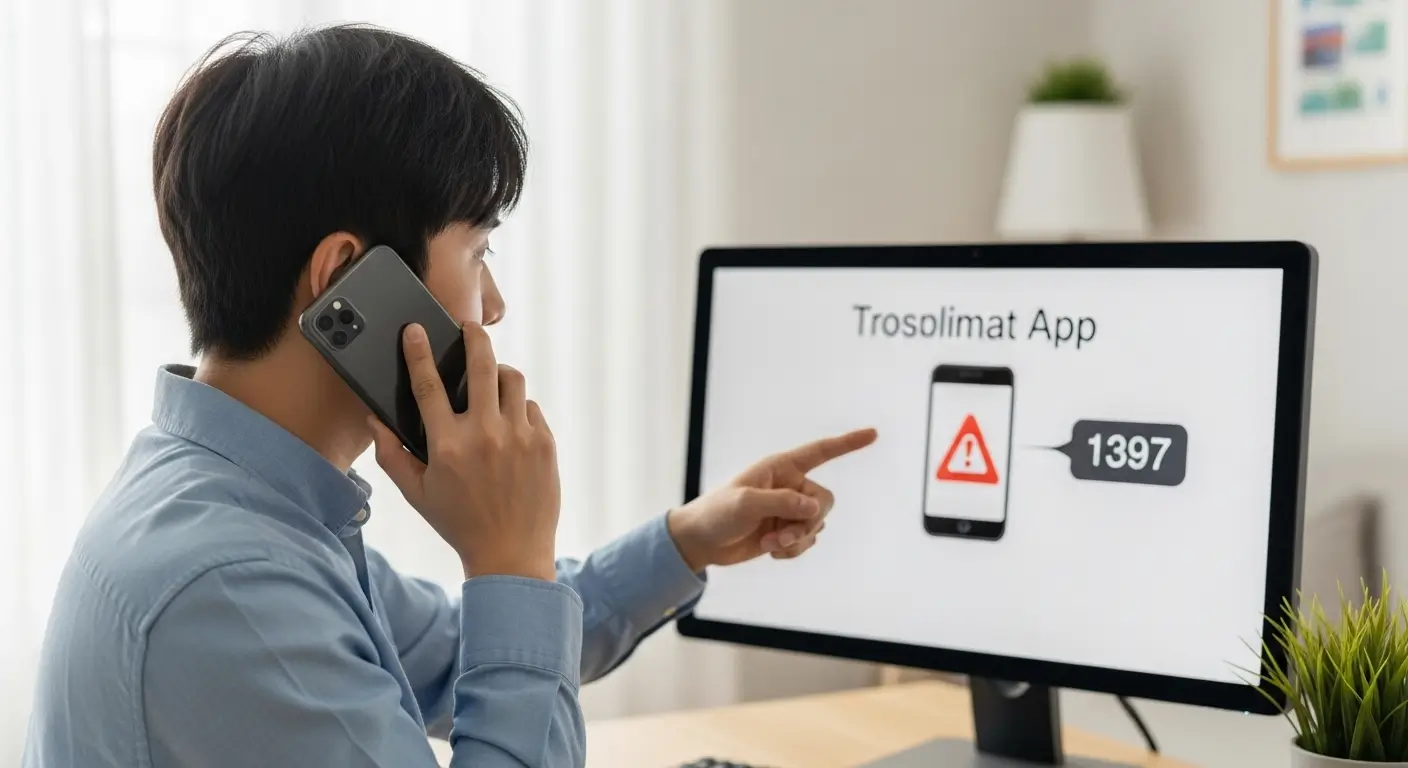 서민금융진흥원 1397 콜센터에 전화하여 앱 오류 문제에 대해 전문 상담사와 통화하는 모습