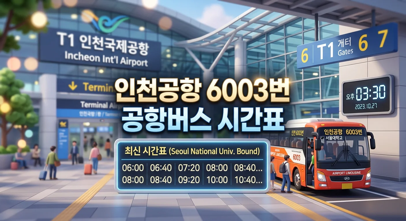 인천공항 6003번 공항버스 시간표와 요금 (마곡&middot;구로&middot;대림 방면)