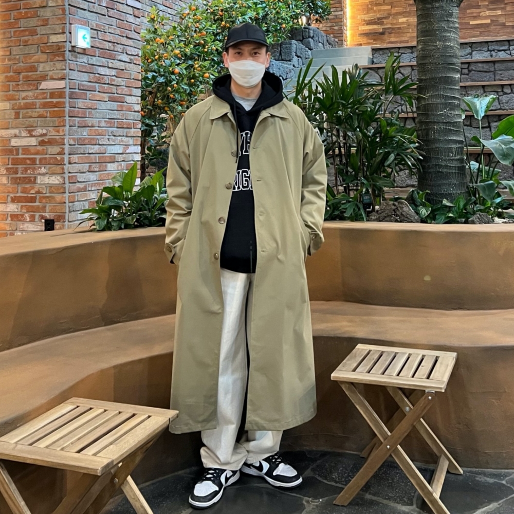 남자 오버핏 맥코트 롱 트렌치코트 싱글코트