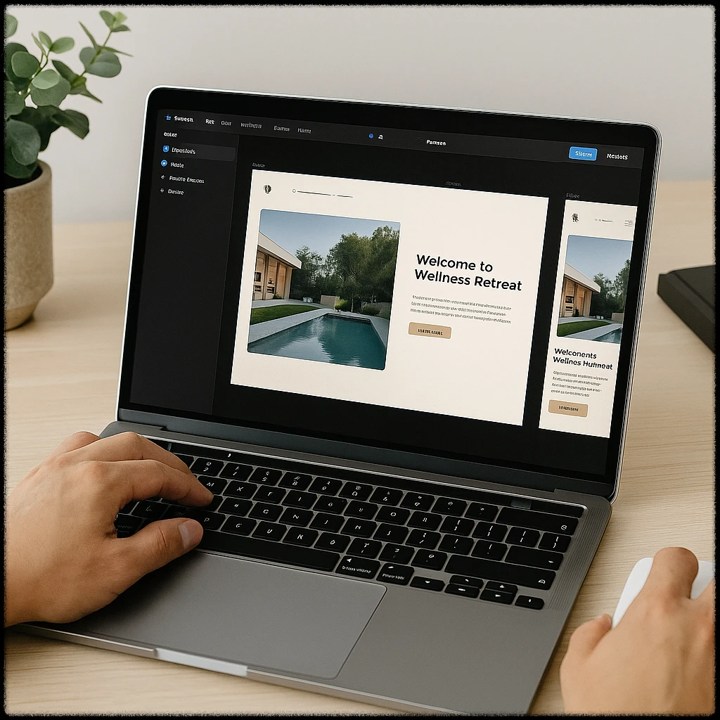 Framer에서 반응형 웹 퍼블리싱 중인 장면