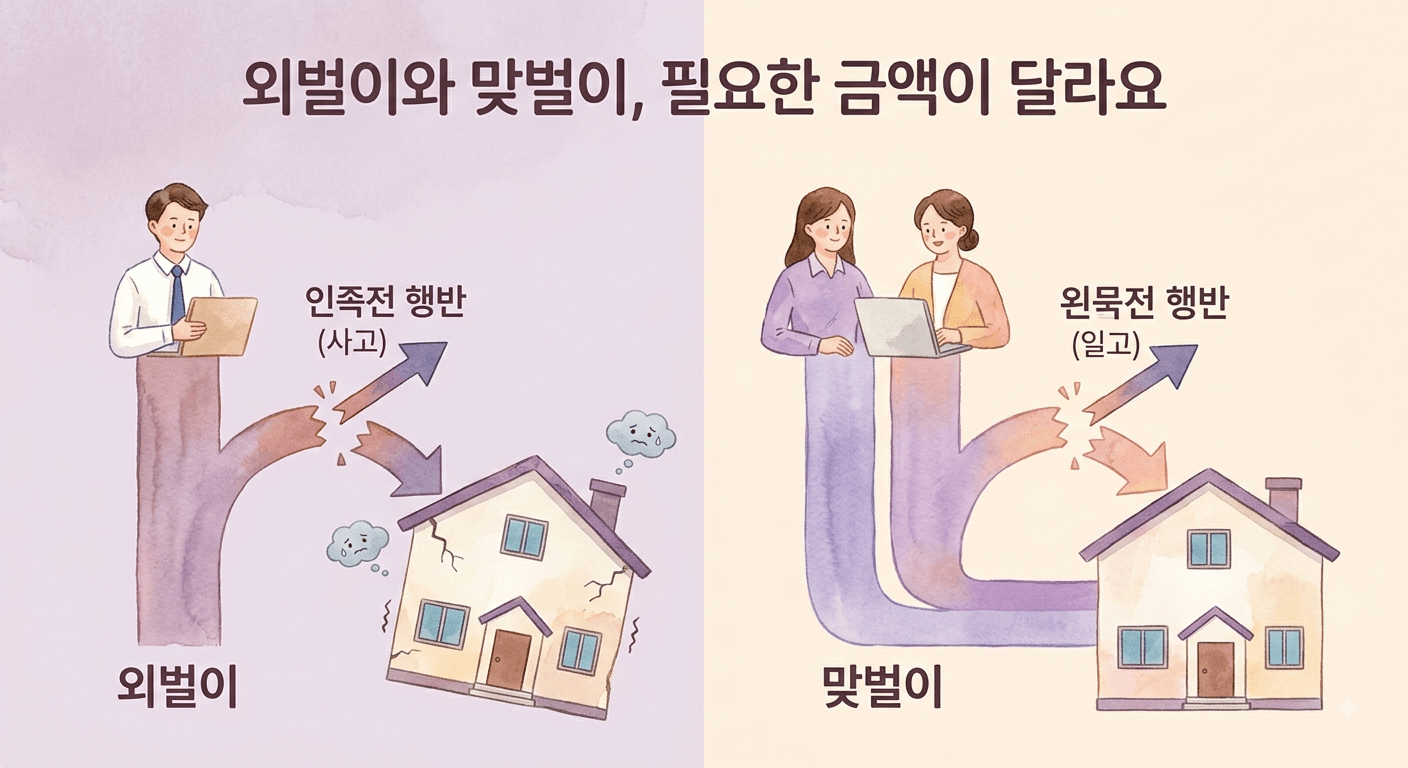 외벌이와 맞벌이 필요한 금액이 달라요
