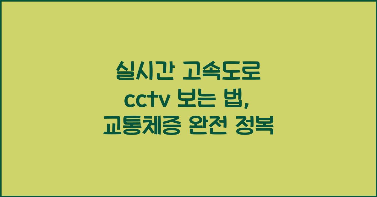 실시간 고속도로 cctv 보는 법