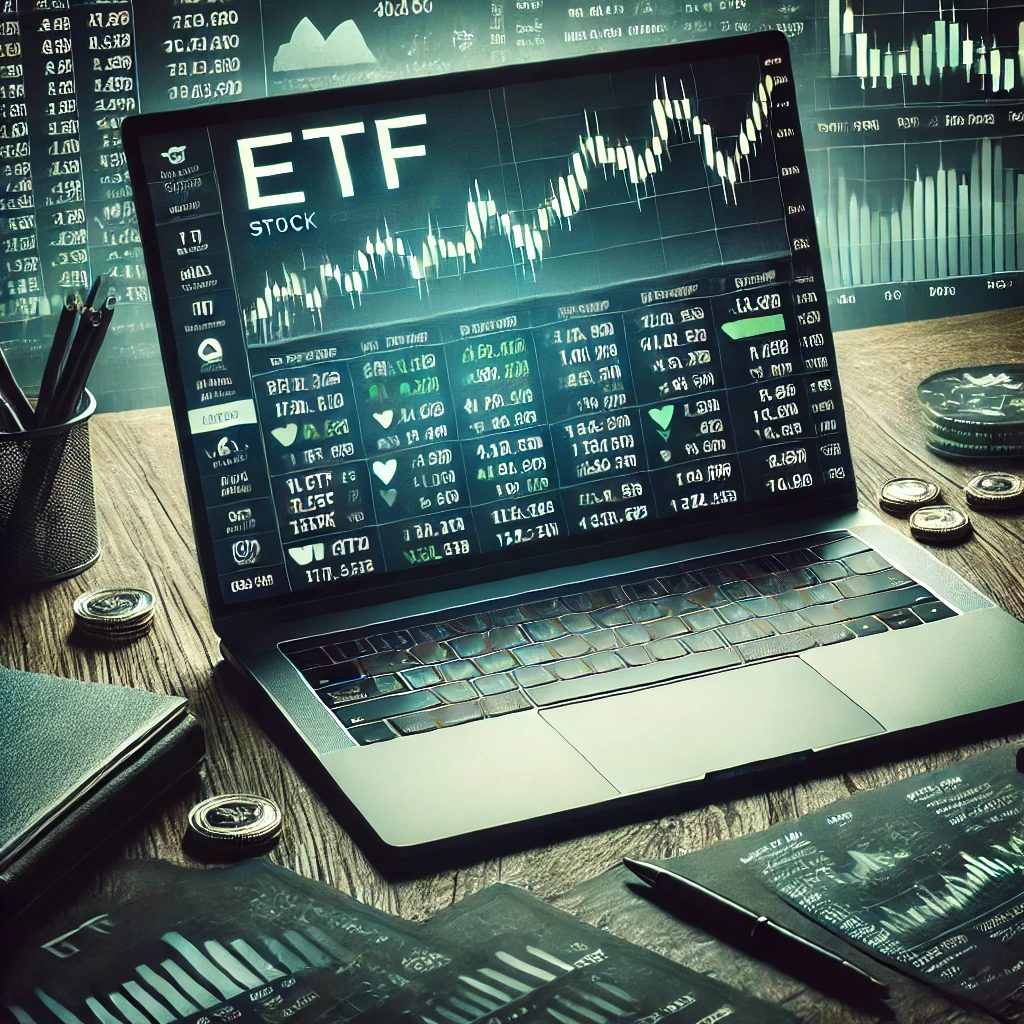 비트코인 로고와 ETF 가격 추세 그래프가 함께 표시된 이미지 - 암호화폐 ETF 투자 관련 시각 자료