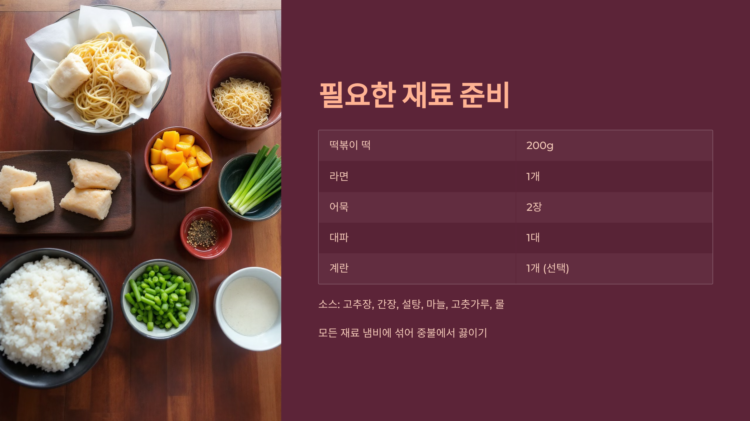 라면 떡볶이 재료 준비물