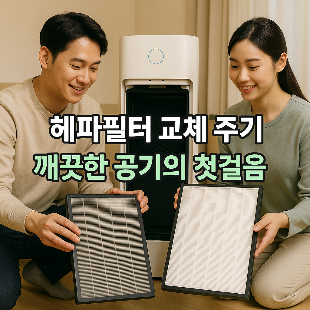 헤파필터 교체하는 젊은 부부