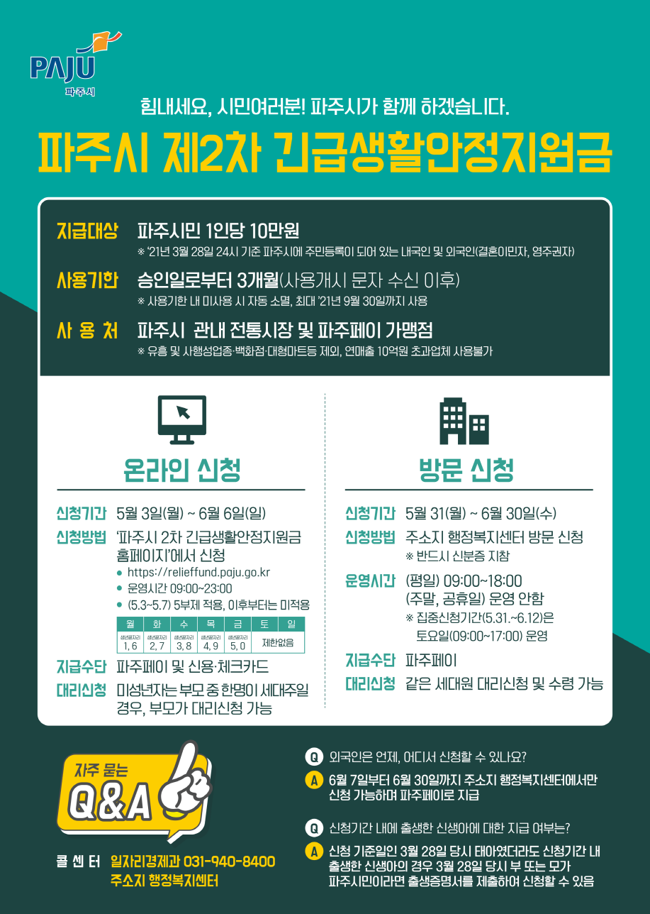파주시 2차 긴급생활안정지원금 - 파주 재난지원금 온라인 신청방법은.png