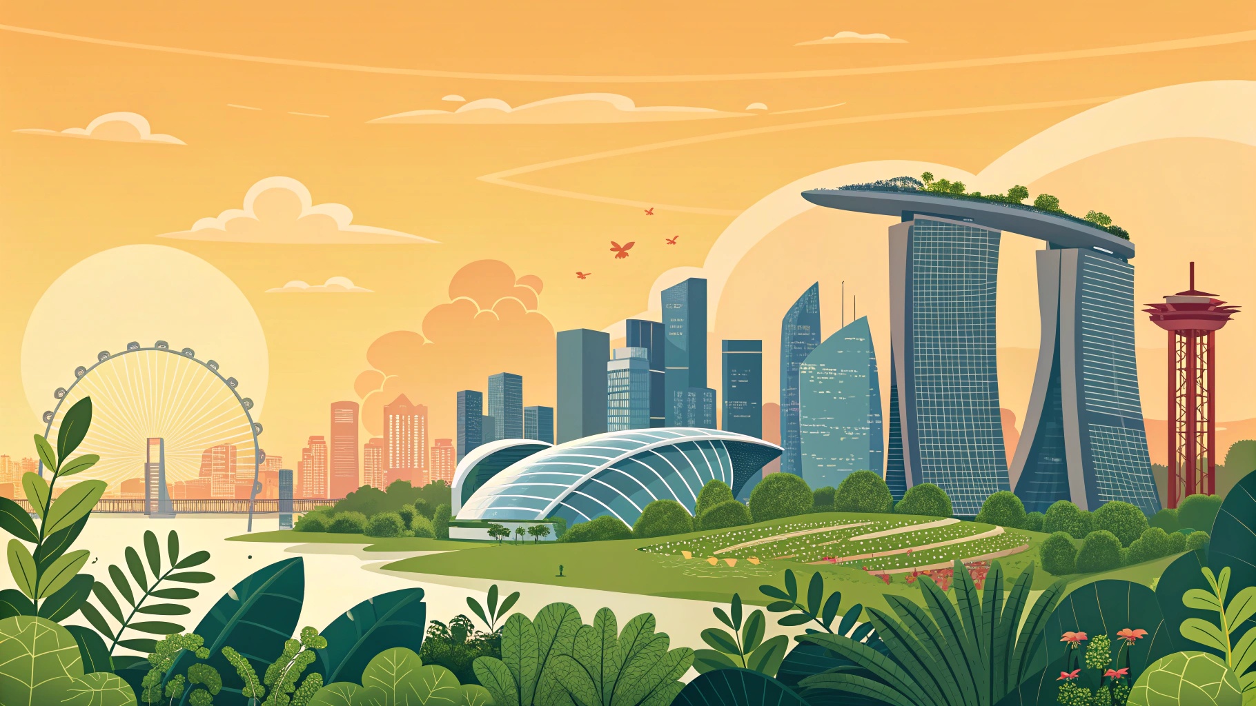 일러스트 고층빌딩