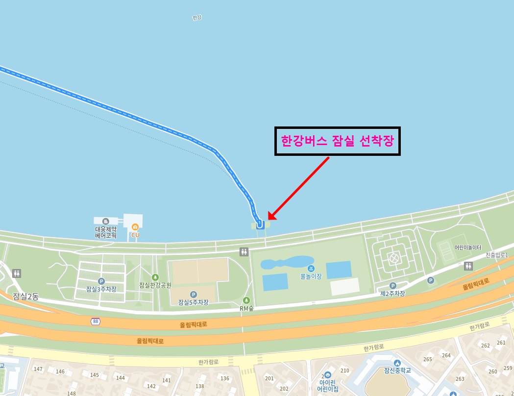 한강버스 시민체험 운행노선 선착장 마곡, 여의도, 잠실