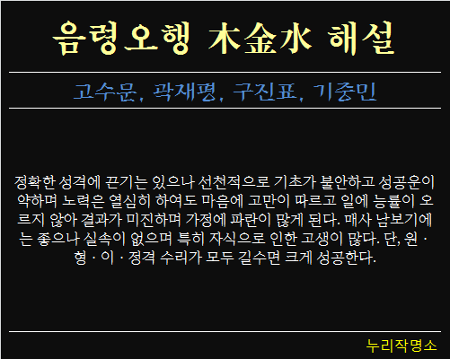 음령오행-목금수-해설