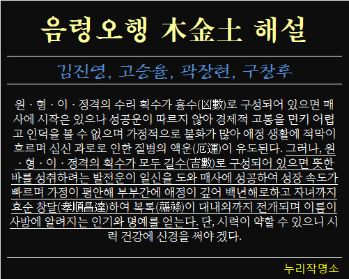 음령오행-목금토-해설