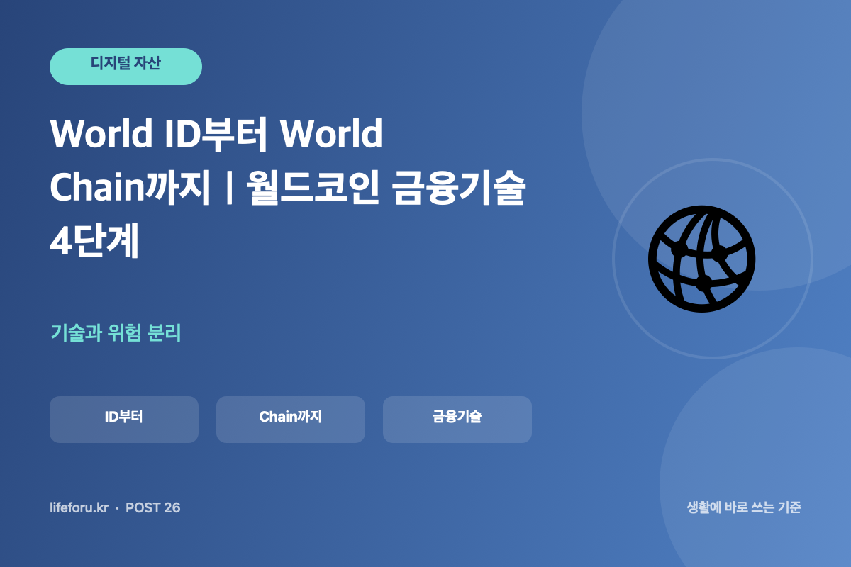 World ID부터 World Chain까지|월드코인 금융기술 4단계 핵심 조건과 판단 기준을 정리한 라이프포유 이미지