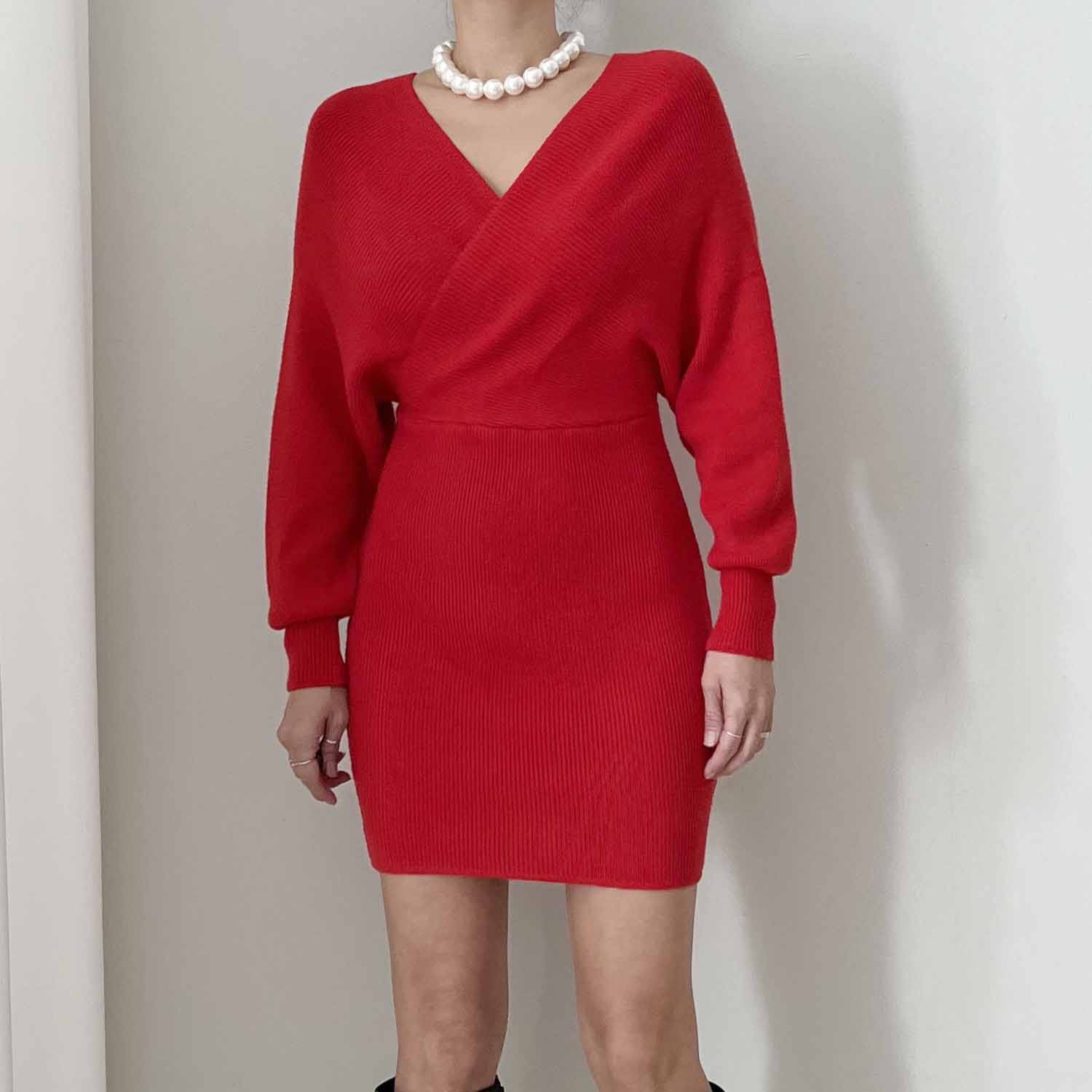 연말 파티룩 크리스마스 니트 미니 원피스