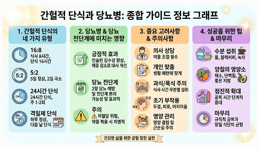간헐적 단식의 모든 것: 유형부터 당뇨병에 미치는 영향까지