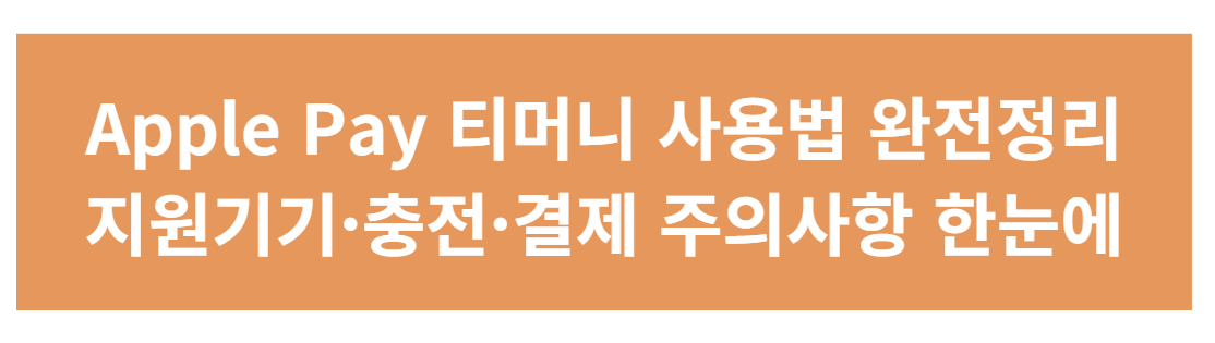 Apple Pay 티머니 사용법 완전정리 ｜ 아이폰&middot;애플워치로 교통카드 끝내기