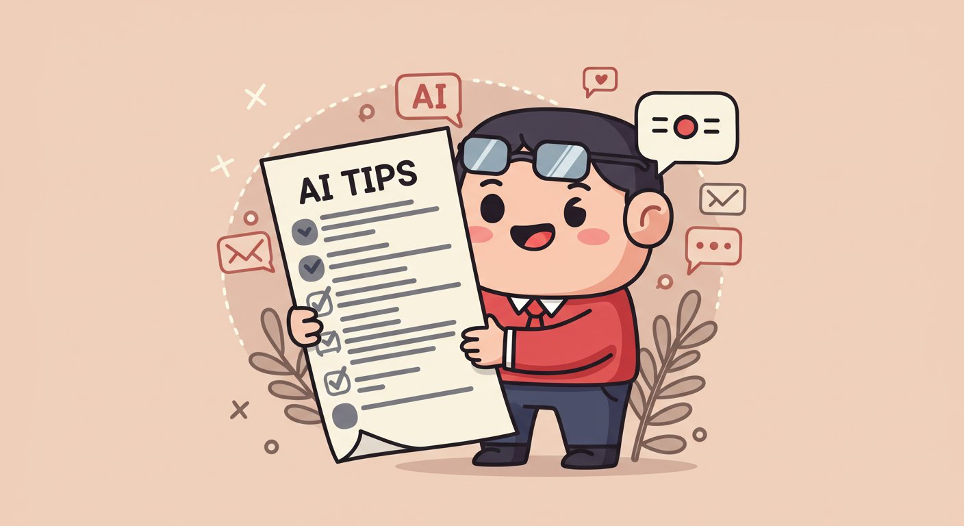 AI 활용 꿀팁을 담은 아이콘 일러스트