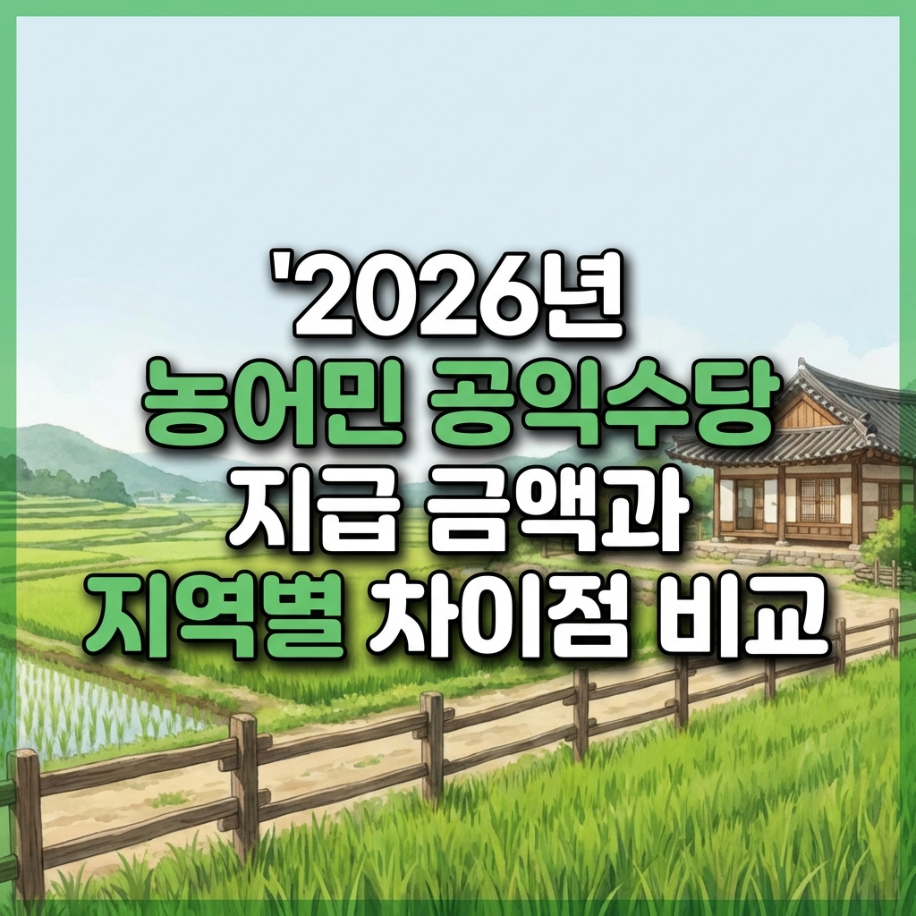 2026년 농어민 공익수당 지급 금액 지역별 차이점 비교 (60만 원~80만 원 완벽 정리)