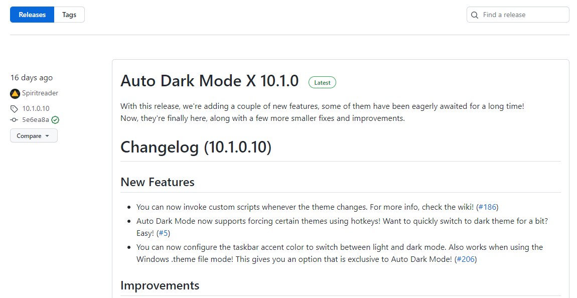 Github 다크모드 자동 적용 프로그램 AutoDarkMode