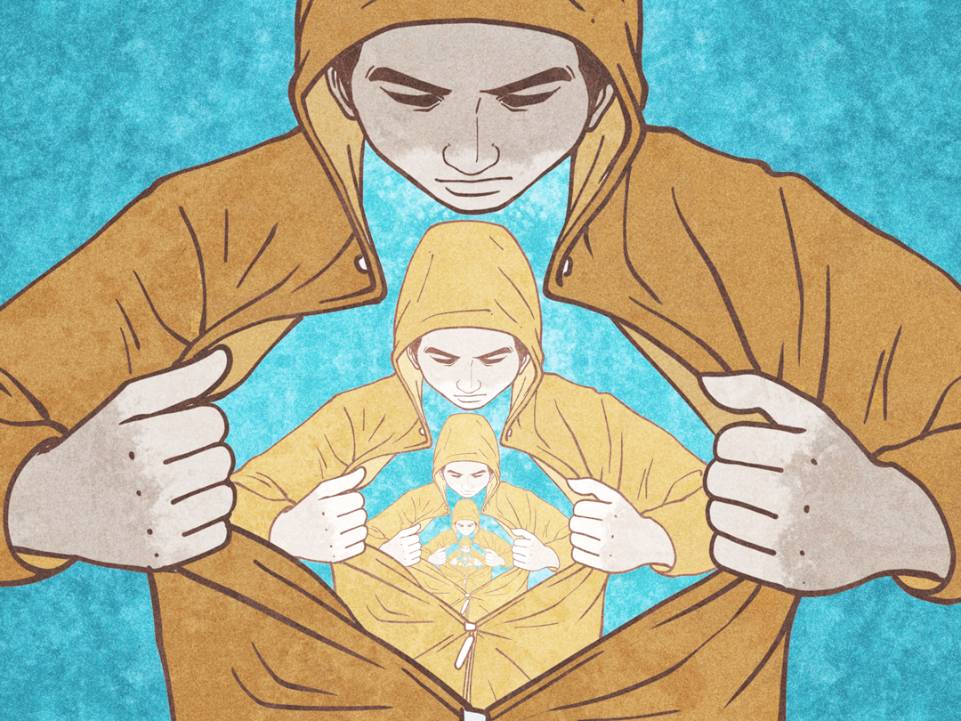 마음을 찢는 남자 일러스트 무료 이미지 다운로드