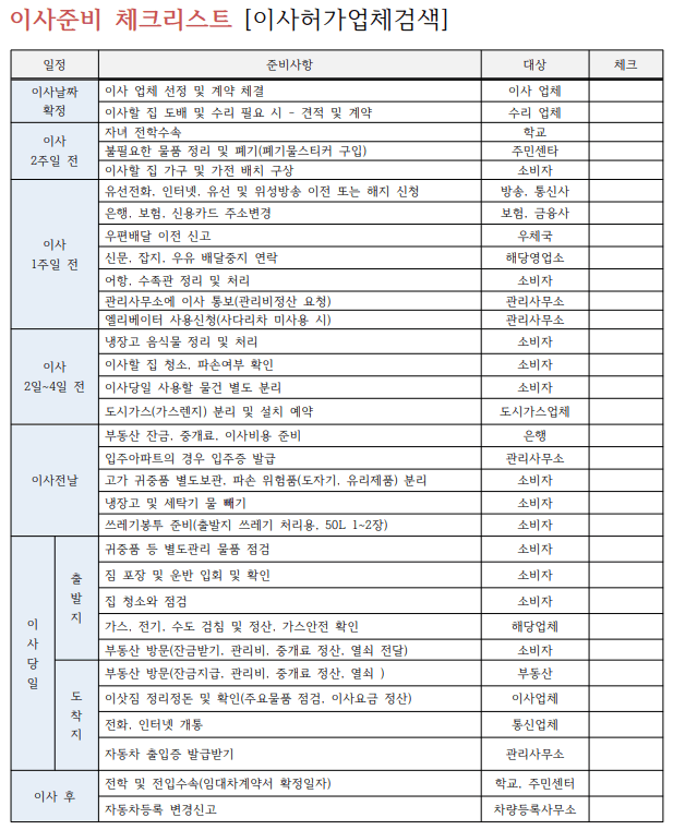 이사준비-체크리스트