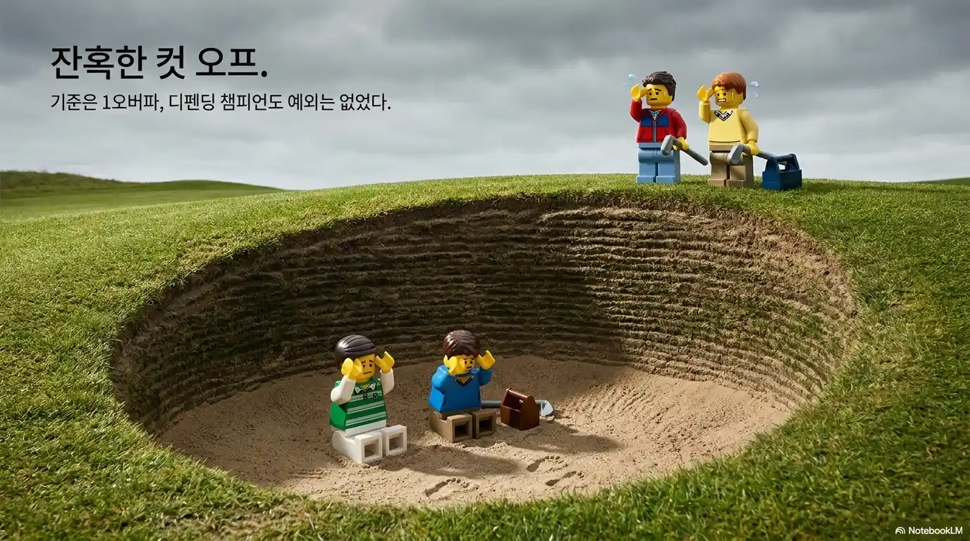 디 오픈 챔피언십 컷 탈락과 벙커를 표현한 이미지
