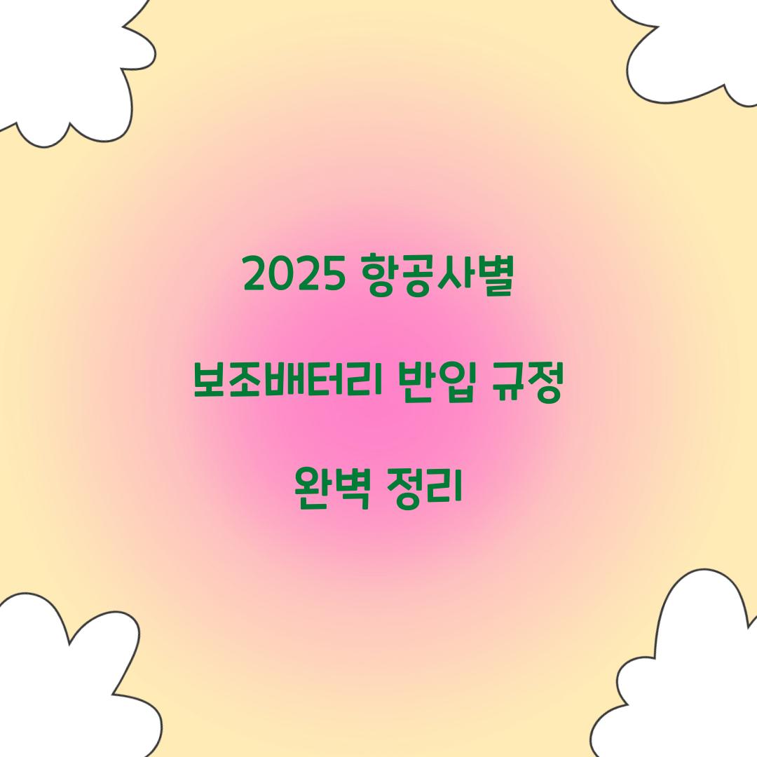 2025 항공사별 보조배터리 반입 규정 총정리