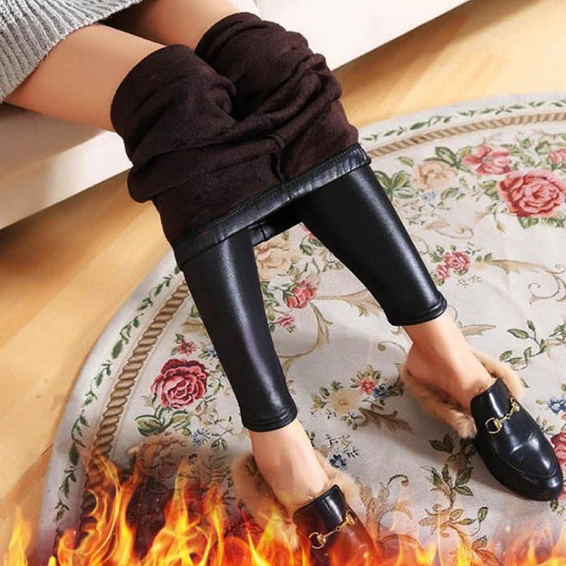 레더기모레깅스 여자 가죽 융털가득 겨울쫄바지