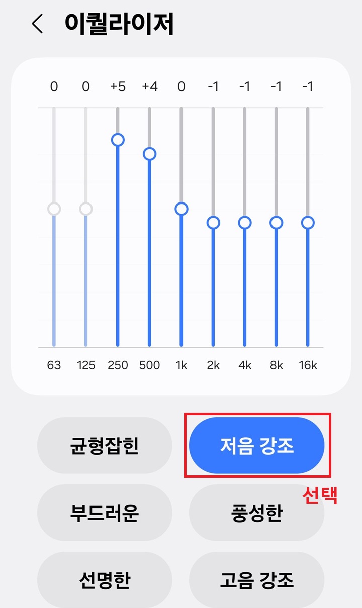 저음 강조에 선택된 것 보임