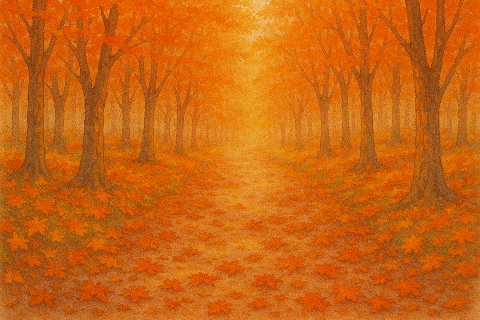 가을의 햇살 속 길