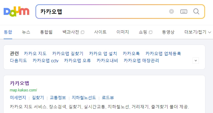 카카오맵 메인 화면 접속