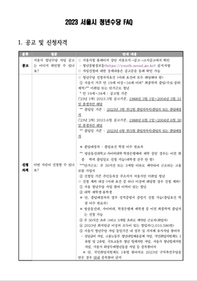 서울시 청년수당 FAQ