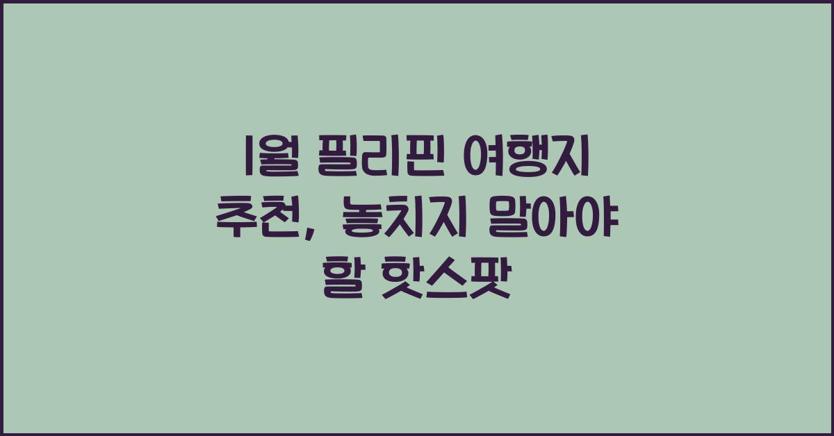 1월 필리핀 여행지 추천