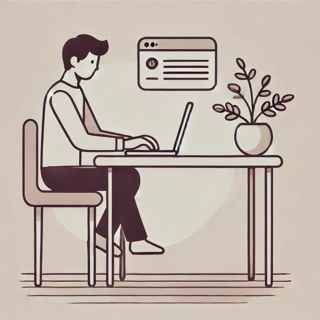 온라인 신청서를 작성 중인 청년.