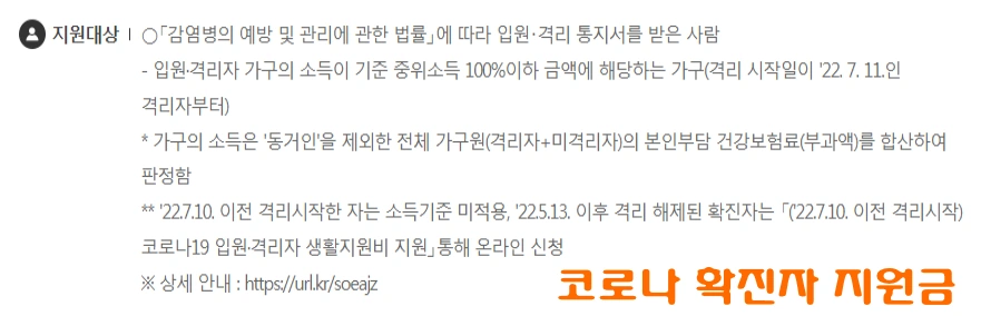 코로나 확진자 지원금